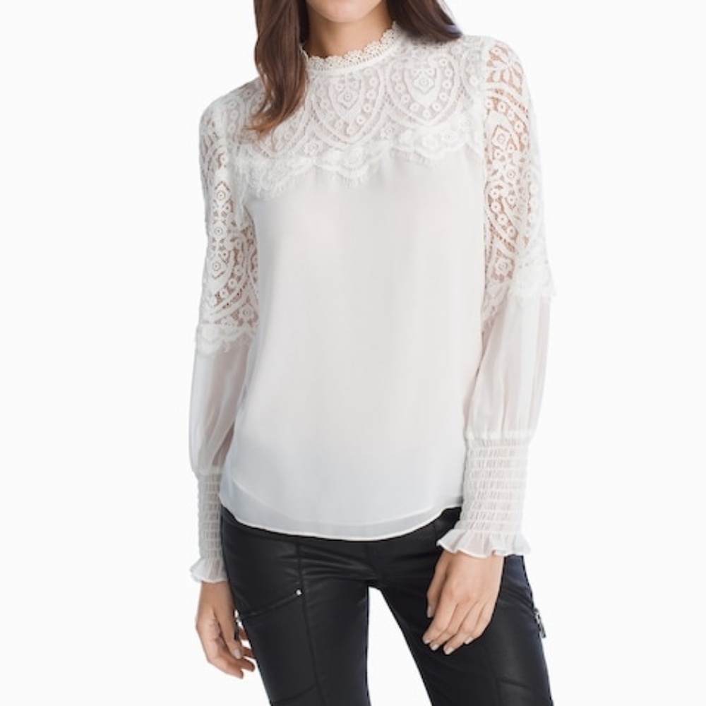 WHBM LACE YOKE BLOUSE